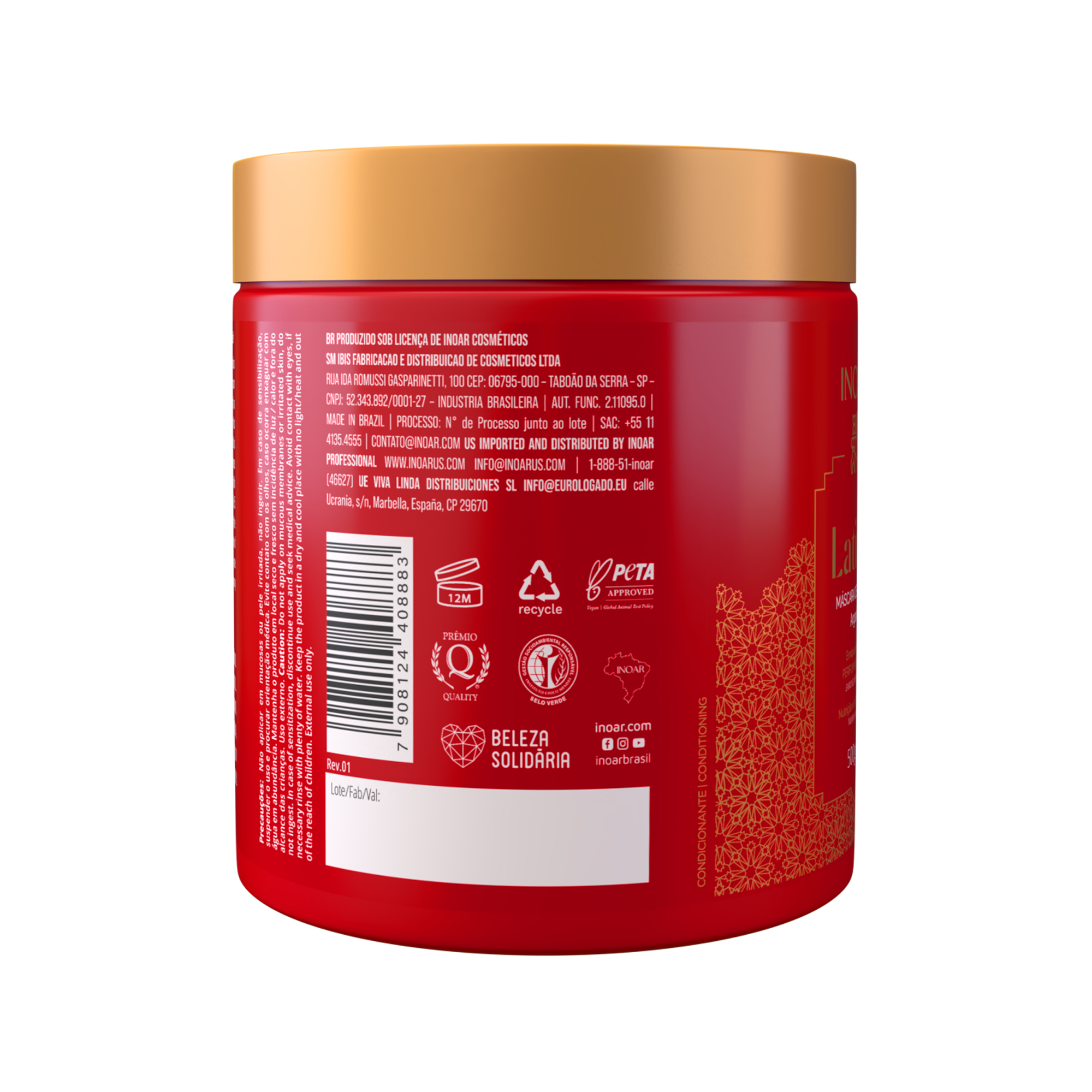 INOAR Latifah Mask - spindesio suteikianti kaukė plaukams 500 g