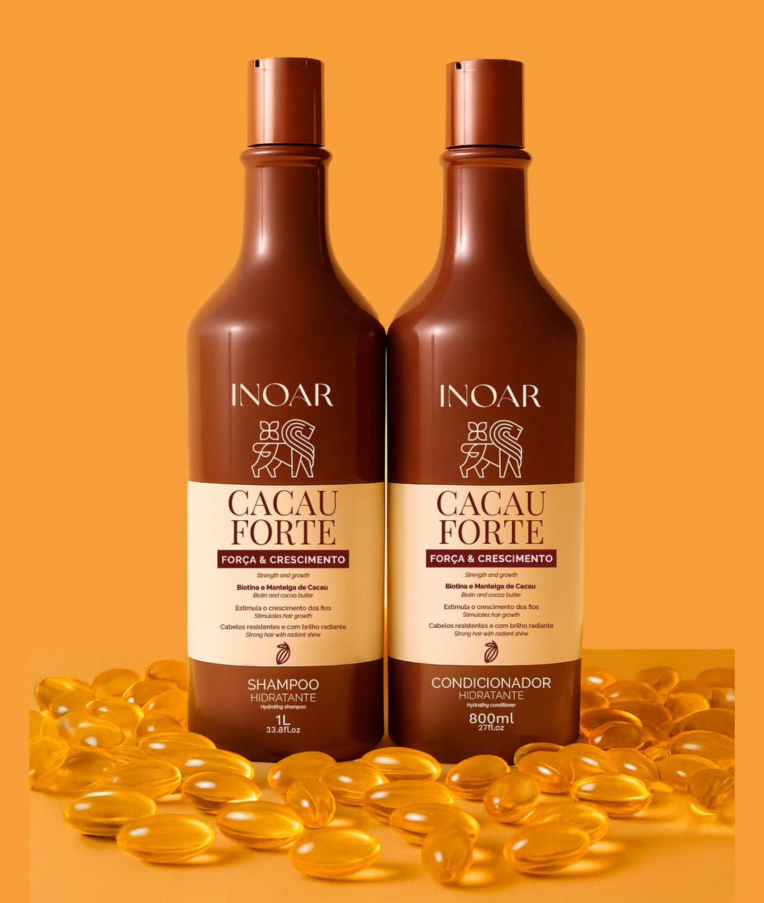 INOAR Cocoa Forte Duo Kit - plaukus stiprinantis šampūnas ir kondicionierius su Biotinu