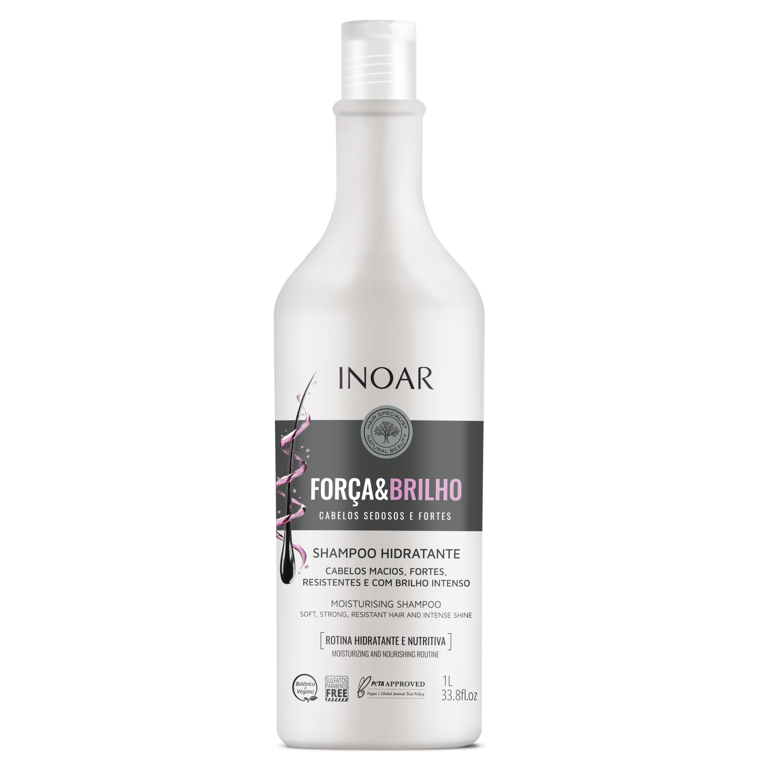 INOAR Força &amp; Brilho Shampoo - drėkinantis šampūnas 1000 ml