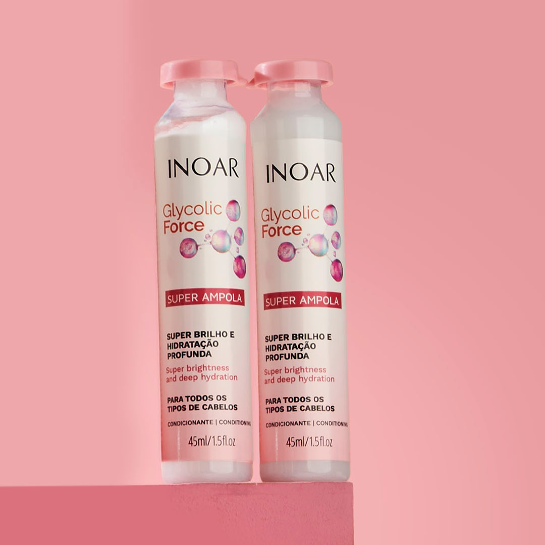 INOAR Glycolic Force Ampola - plaukų ampulė porėtam plaukui 45 ml