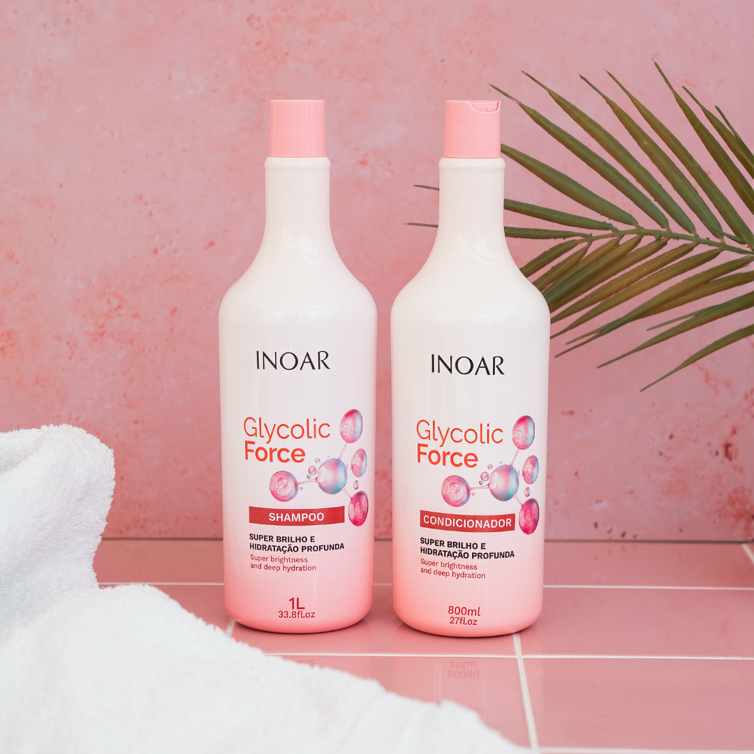 INOAR Glycolic Force Duo Kit - šampūno ir kondicionieriaus rinkinys porėtam plaukui