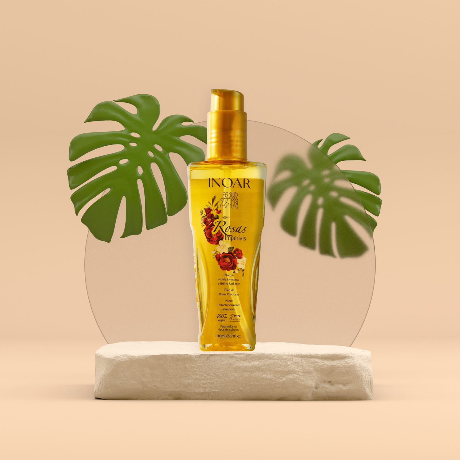 INOAR Imperial Rose Oil - blizgesio suteikiantis rožių aliejus plaukams 110 ml