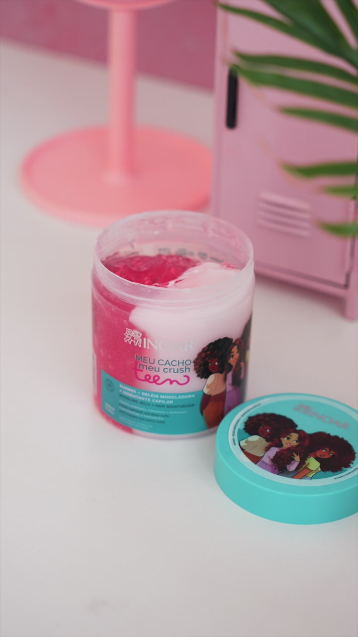 INOAR Meu Cacho Meu Crush Teen DUOMIX Modeling Jelly + Hair Moisturizer - formuojanti želė + drėkinantis kremas 500 g
