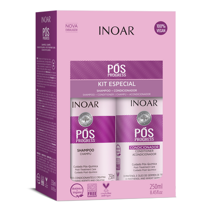INOAR Pos Progress Duo Kit - rinkinys po tiesinimo keratinu procedūrų 2x250 ml
