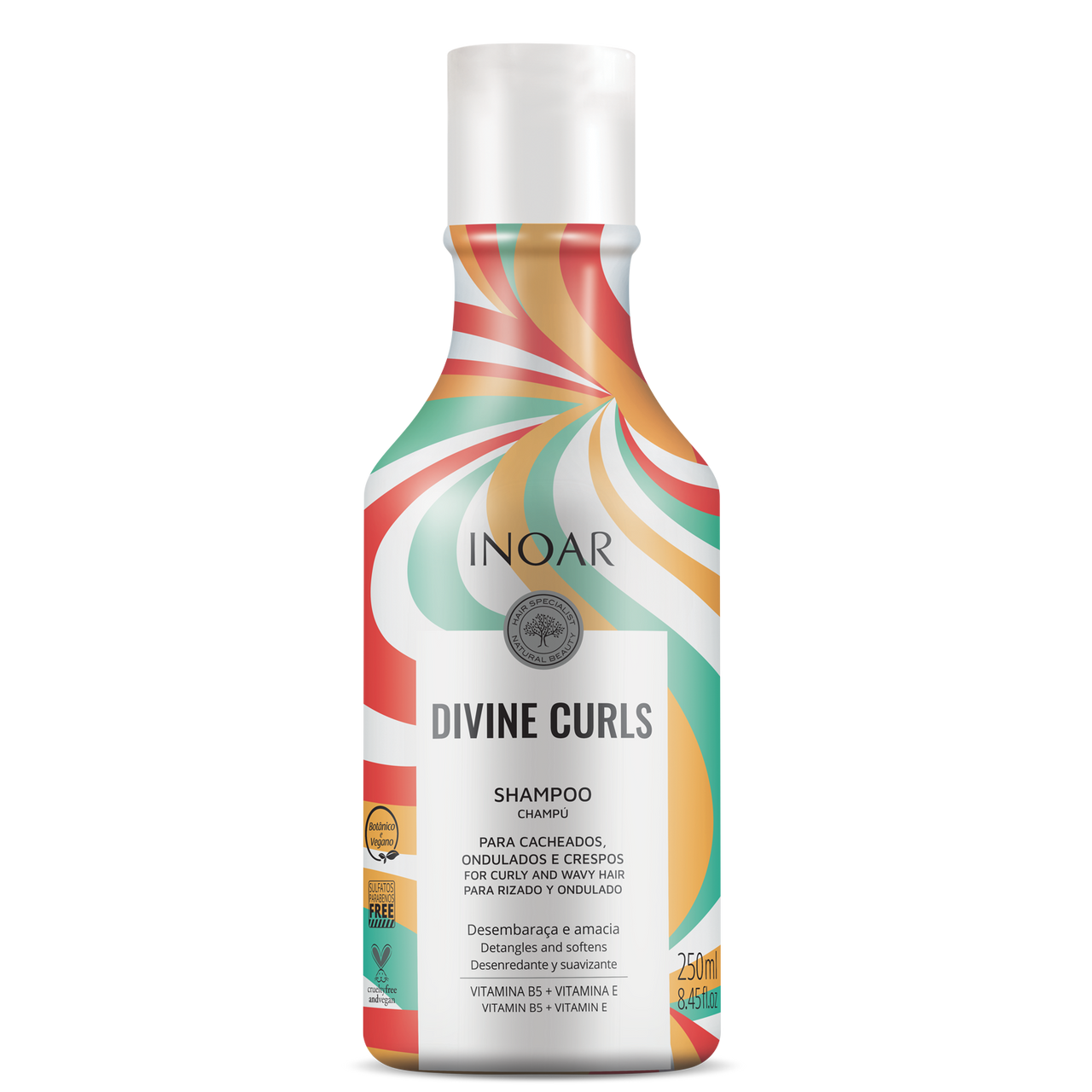 INOAR Divine Curls Shampoo - šampūnas garbanotiems ir banguotiems plaukams 250 ml