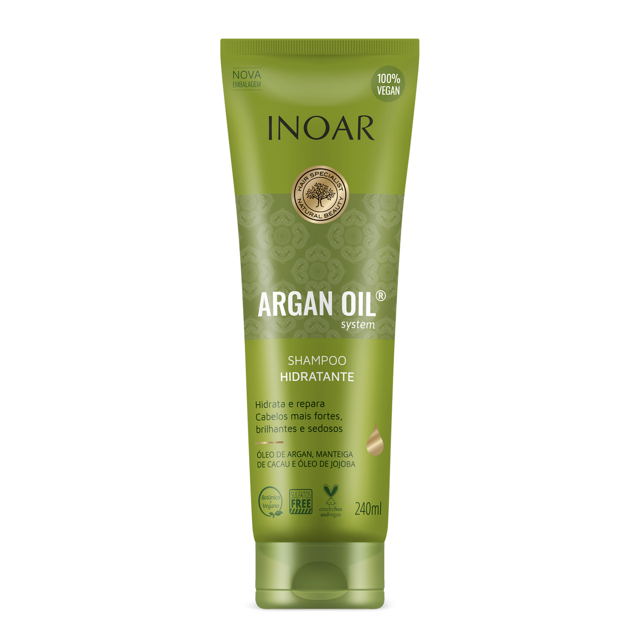 INOAR Argan Oil Shampoo - intensyviai drėkinatis šampūnas su Argano aliejumi 240 ml