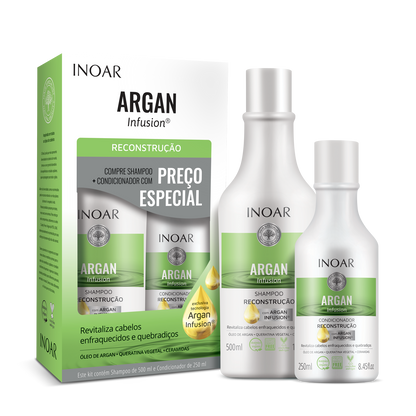 INOAR Argan Infusion Reconstruction Duo Kit - rekonstruojantis rinkinys 500 ml+250 ml