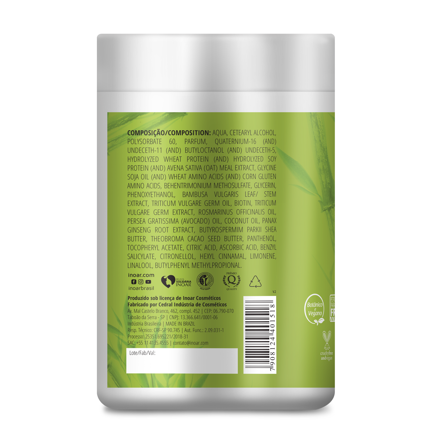 INOAR Resistance Fibra de Bambu Mask - stiprinanti ir blizgesio suteikianti kaukė 1000 g