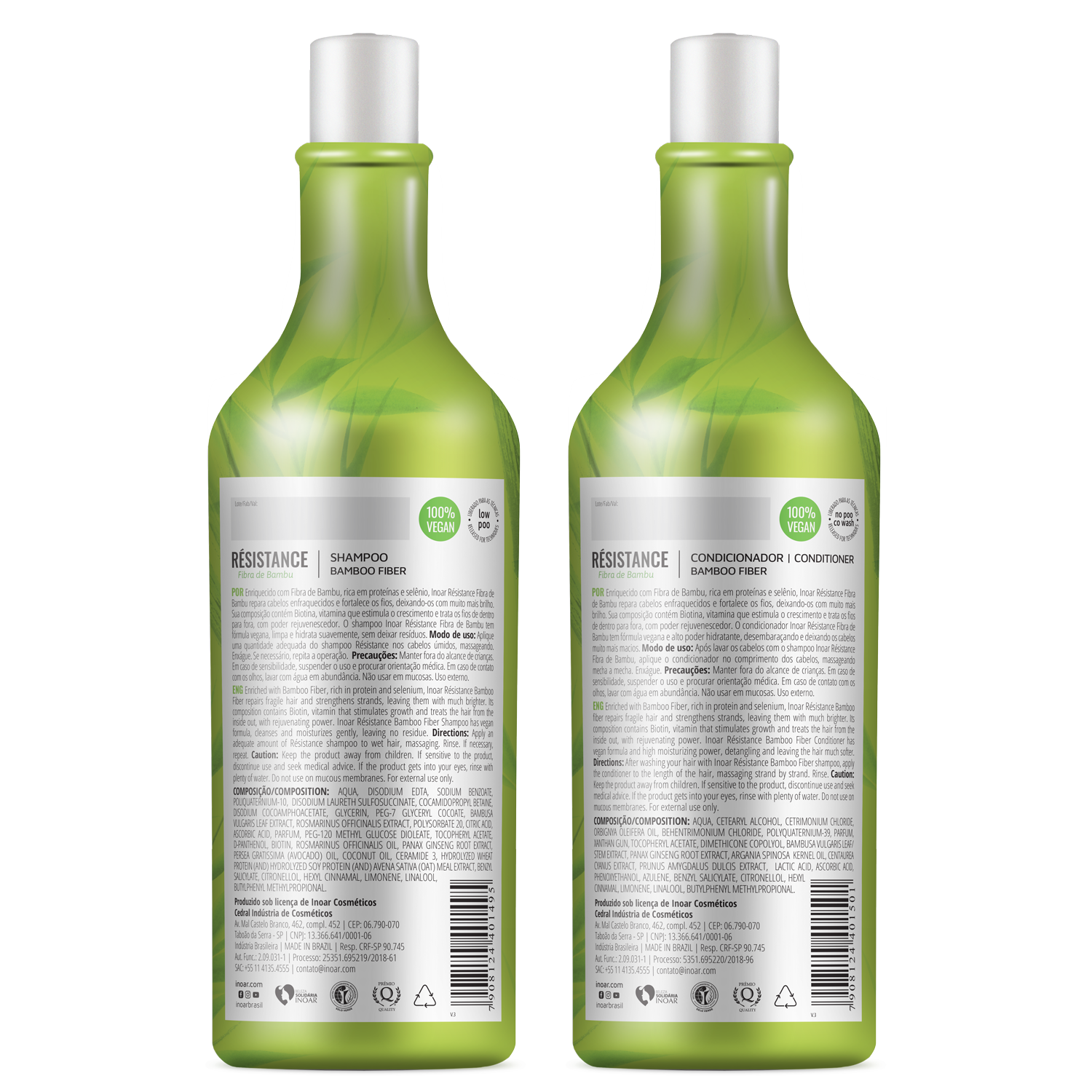 INOAR Resistance Fibra de Bambu Duo Kit - plaukus stiprinantis priemonių rinkinys 2x1000 ml