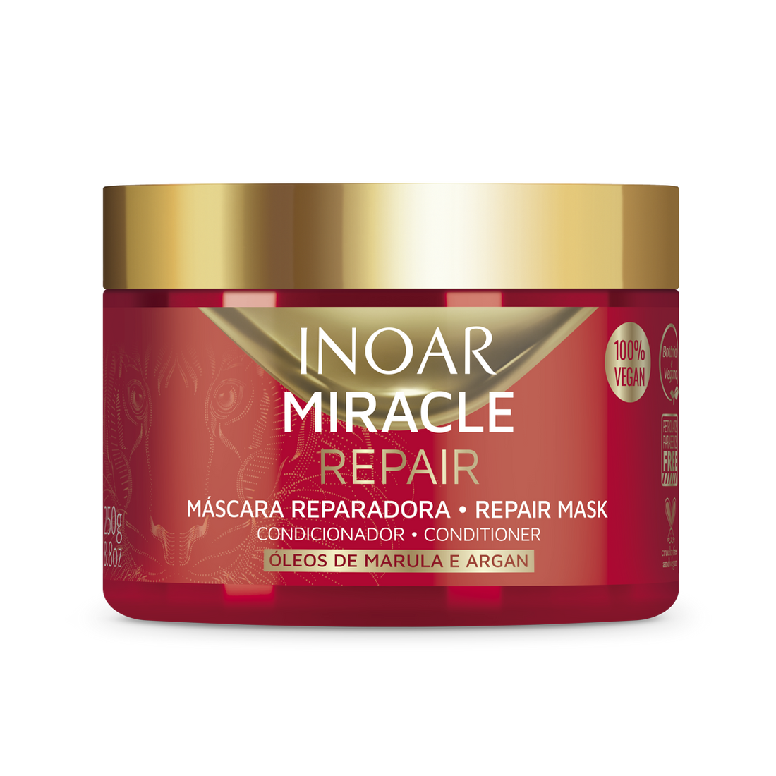 INOAR Miracle Repair Mask - atkurianti blizgesio suteikiantis plaukų kaukė 250 g