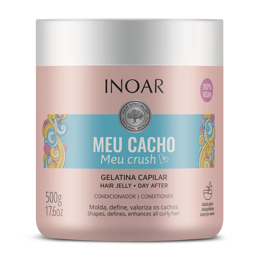 INOAR Meu Cacho Meu Crush Hair Jelly - garbanų formavimo gelis 500 g