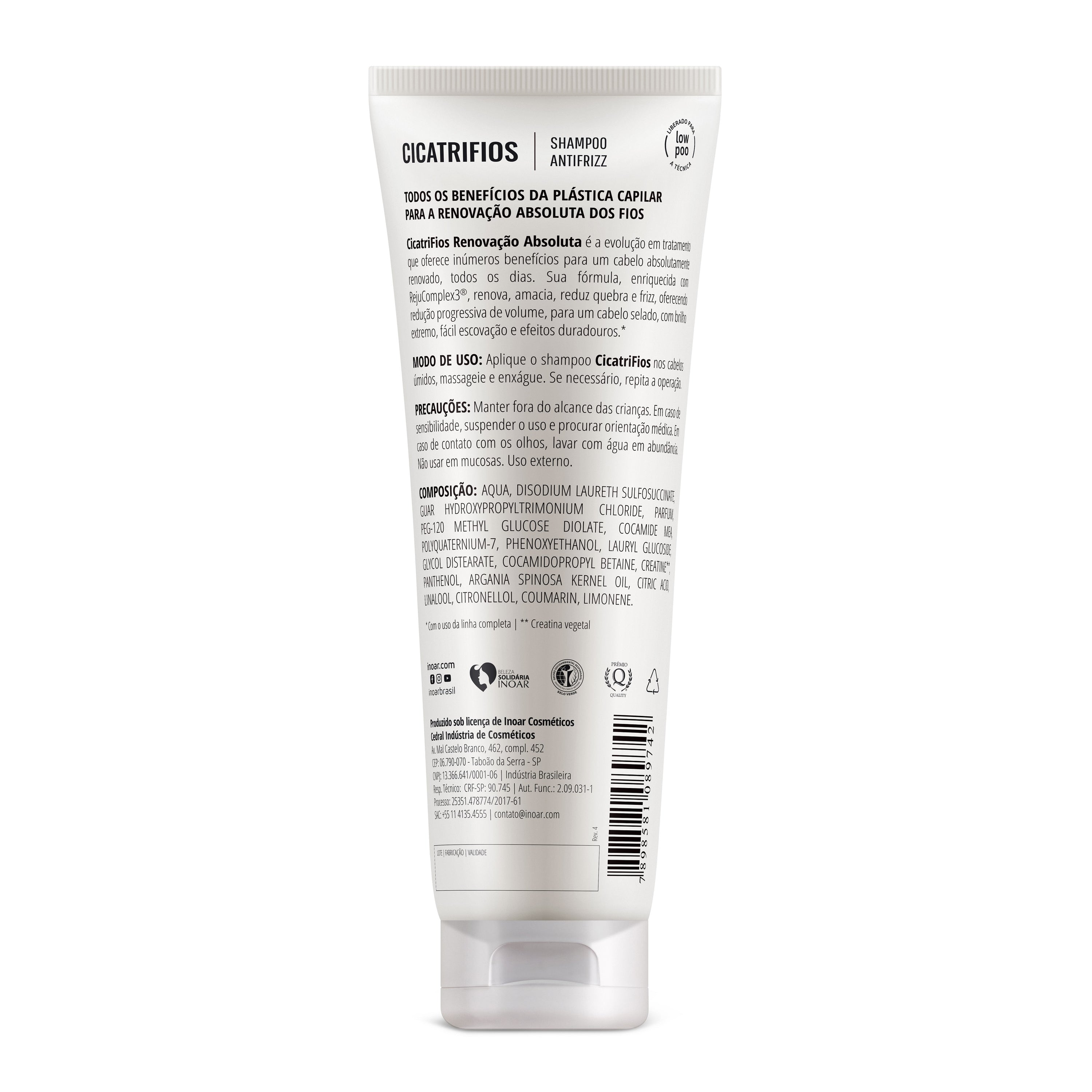 INOAR CicatriFios Shampoo - plauko struktūrą atkuriantis šampūnas