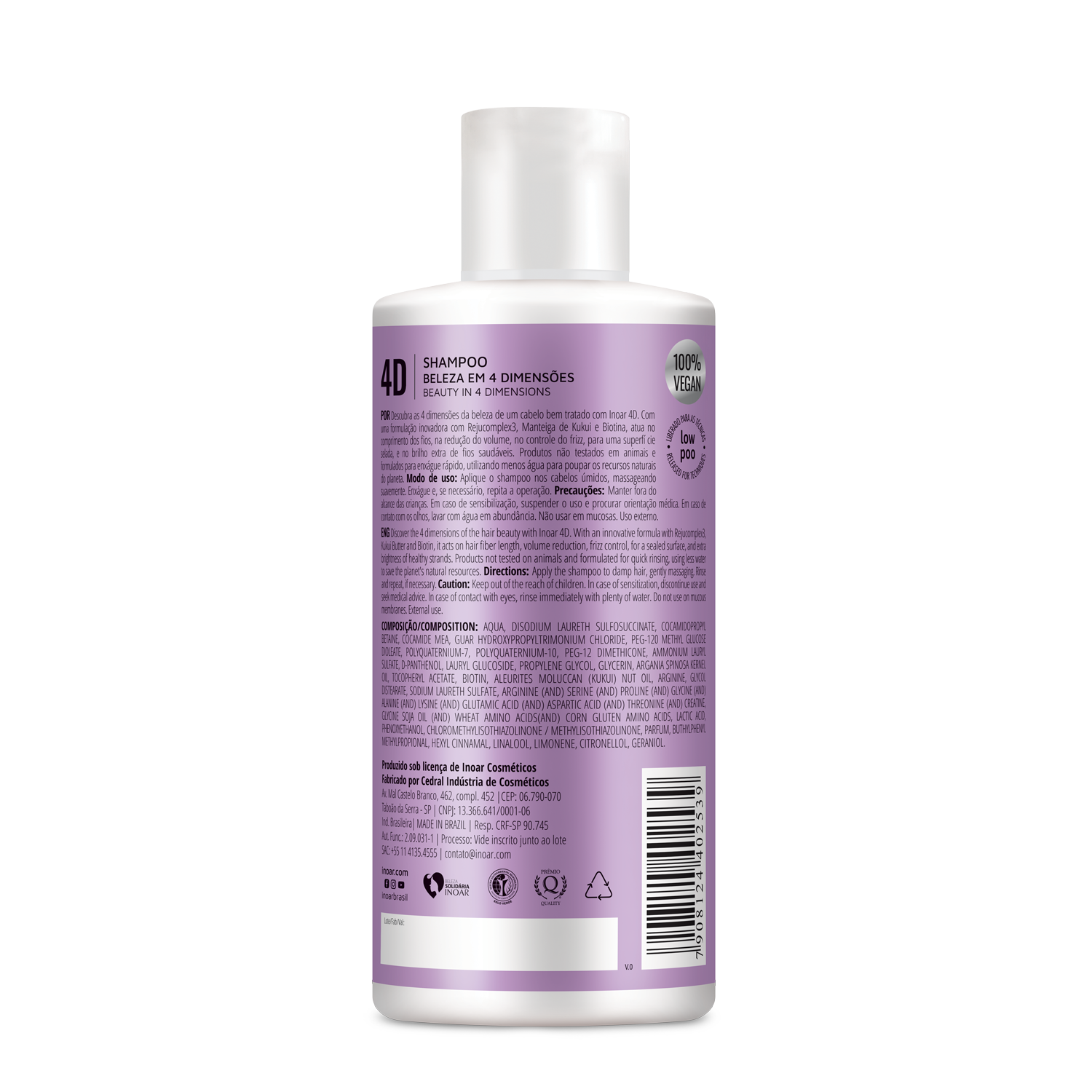INOAR 4D Shampoo - 4 dimensijų šampūnas 400 ml