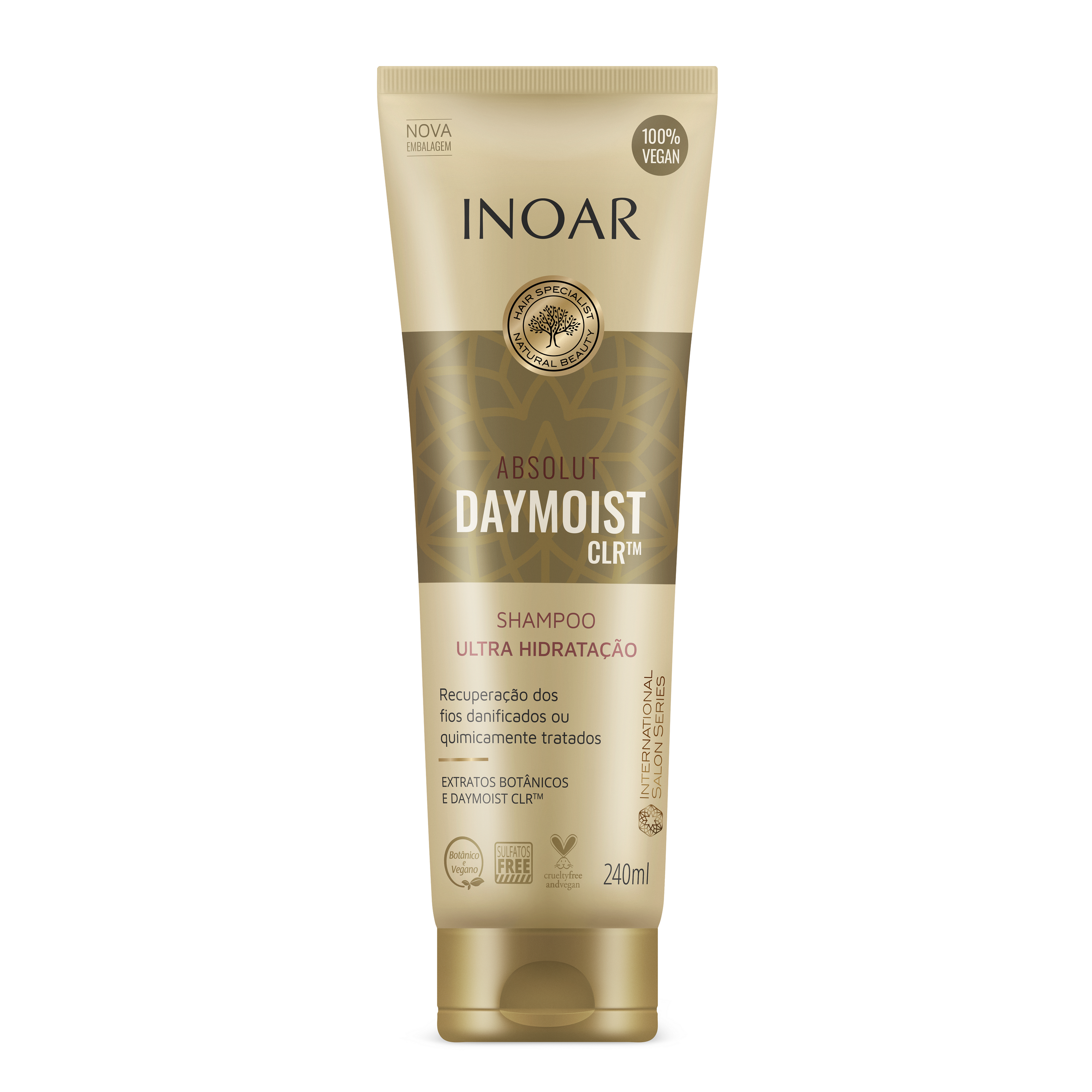INOAR Absolut Daymoist Shampoo - šampūnas chemiškai pažeistiems plaukams