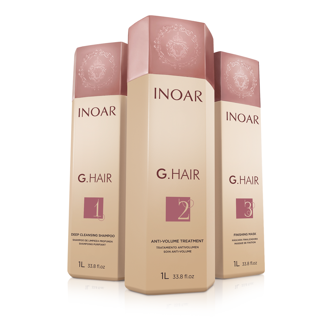 INOAR G.Hair Treatment Kit - rinkinys plaukų tiesinimui keratinu 3x1000 ml