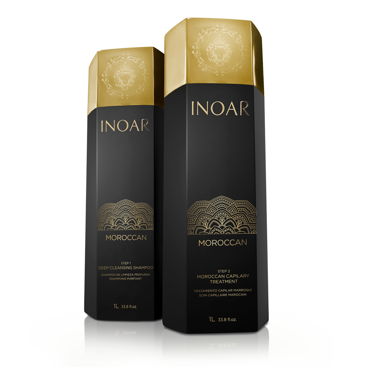 INOAR Moroccan Treatment Kit - rinkinys plaukų tiesinimui keratinu 2x1000 ml
