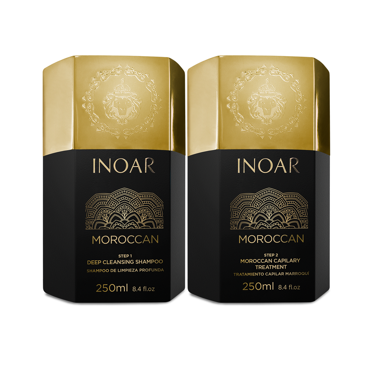 INOAR Moroccan Treatment Kit - rinkinys plaukų tiesinimui keratinu 2x250 ml