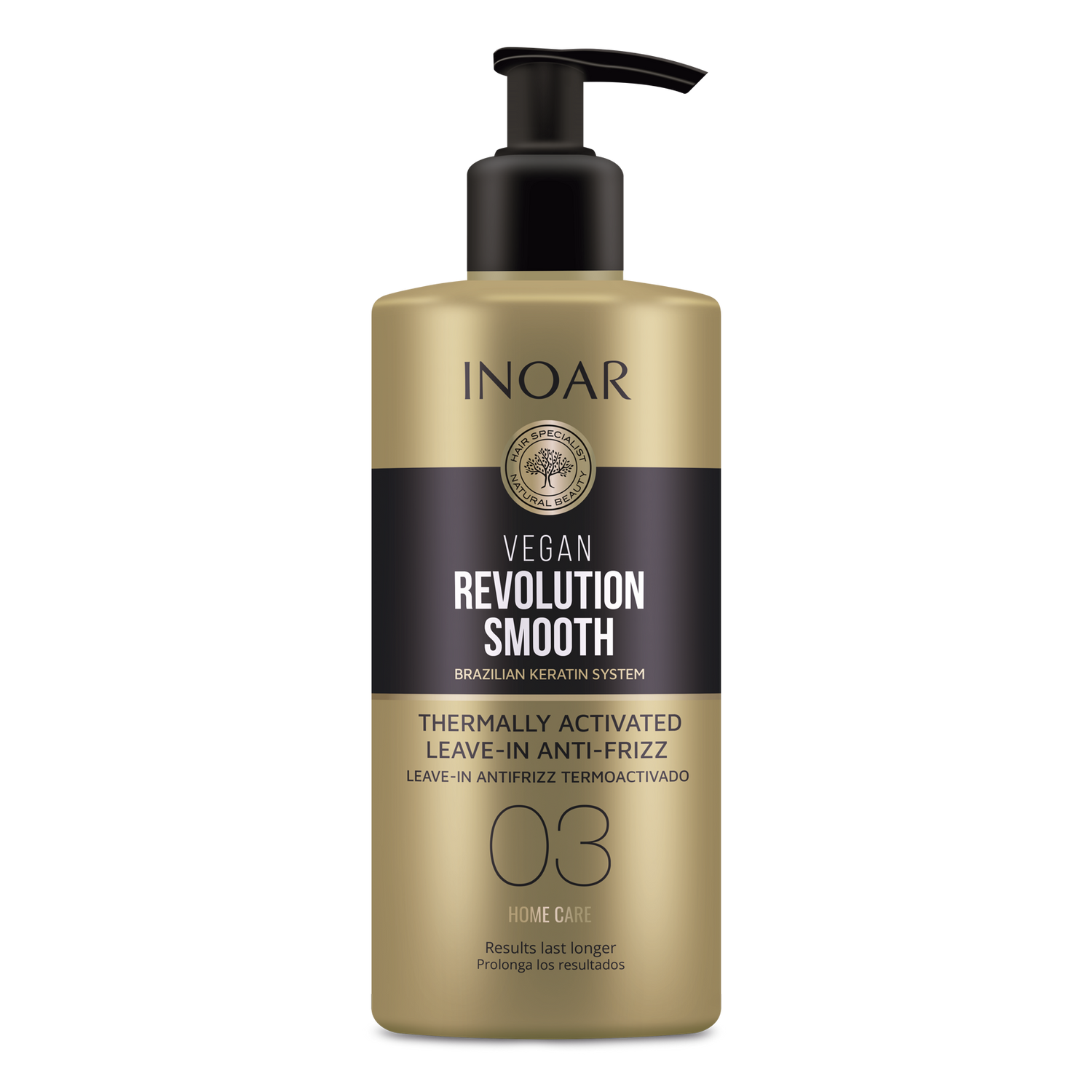 INOAR Vegan Revolution Smooth Thermo Activated Anti-Frizz Leav-In - karščiu aktyvuojamas nenuplaunamas balzamas Step 3 350 ml