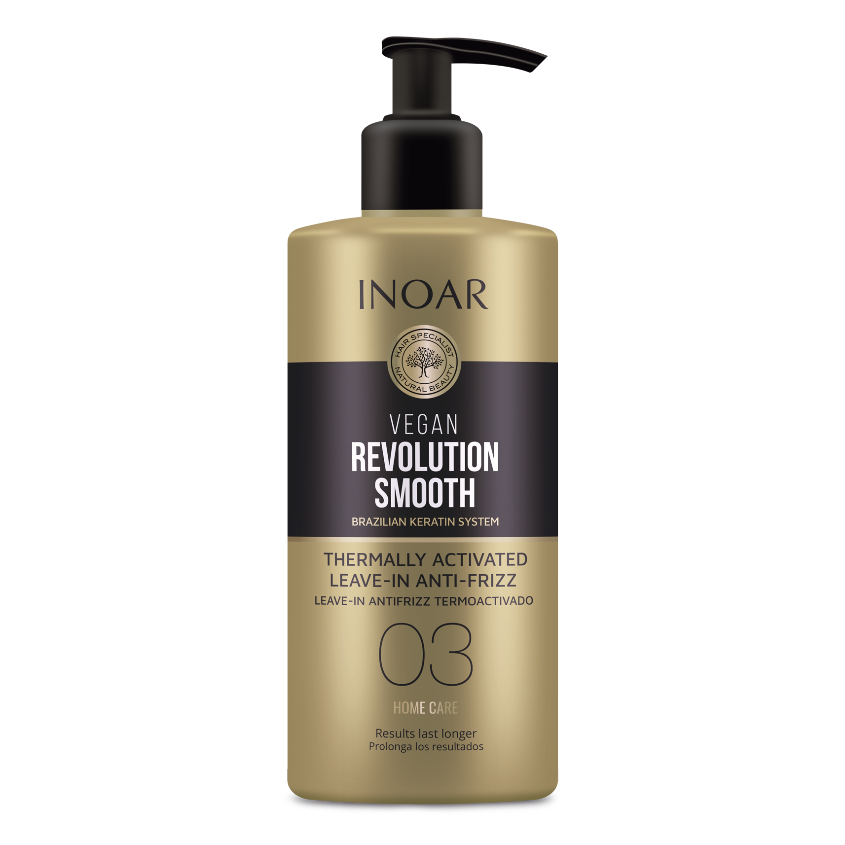 INOAR Vegan Revolution Smooth Thermo Activated Anti-Frizz Leav-In - karščiu aktyvuojamas nenuplaunamas balzamas Step 3 350 ml