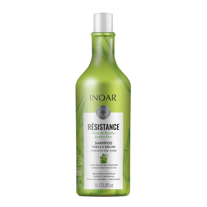 INOAR Resistance Fibra de Bambu Shampoo - stiprinantis ir blizgesio suteikiantis šampūnas 1000 ml