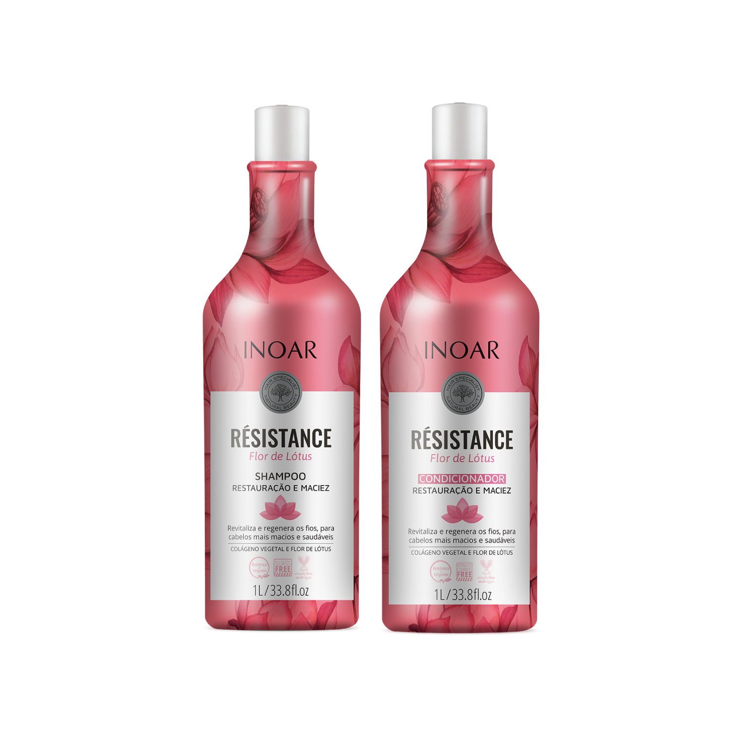 INOAR Resistance Flor de Lotus Duo Kit - plaukus drėkinantis priemonių rinkinys 2x1000 ml