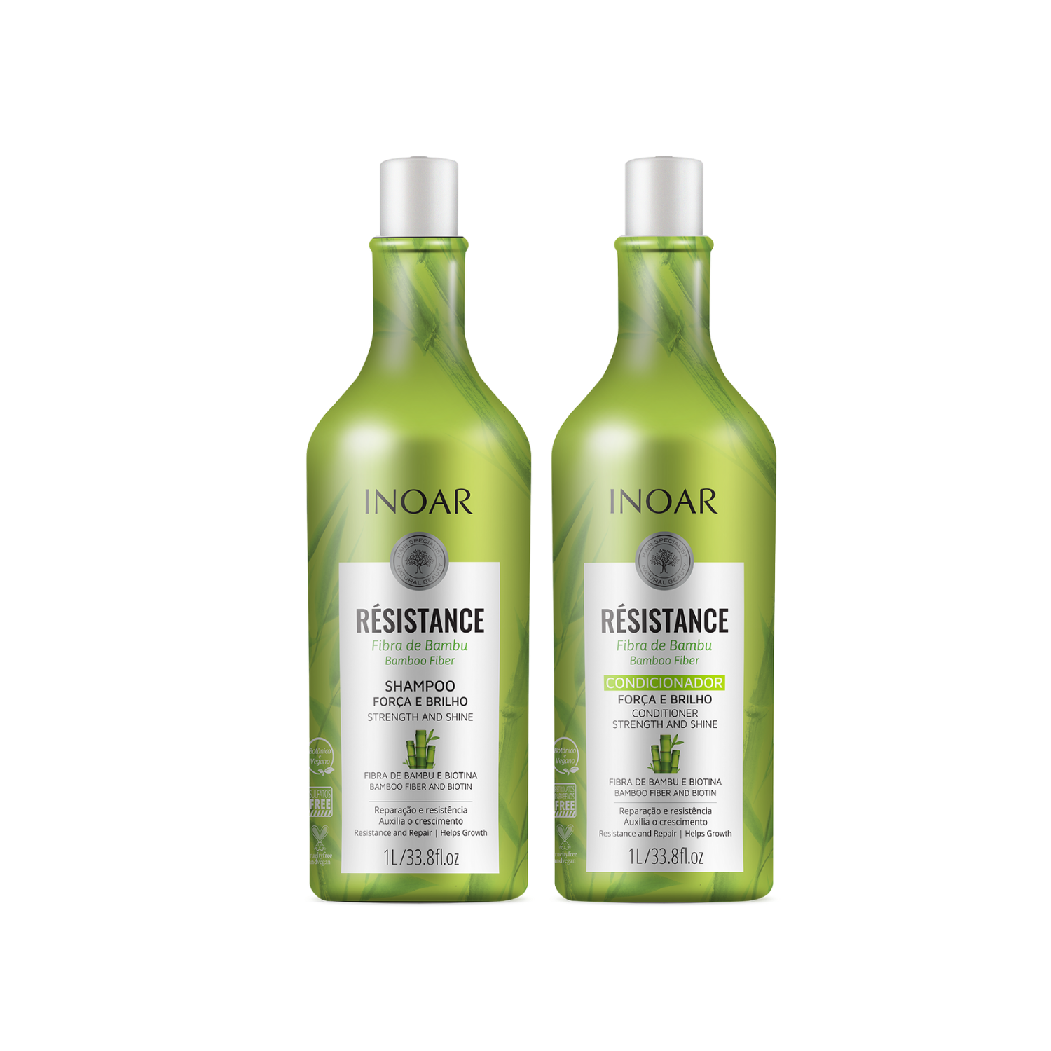 INOAR Resistance Fibra de Bambu Duo Kit - plaukus stiprinantis priemonių rinkinys 2x1000 ml