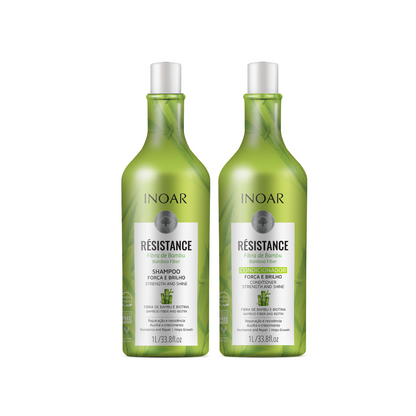 INOAR Resistance Fibra de Bambu Duo Kit - plaukus stiprinantis priemonių rinkinys 2x1000 ml